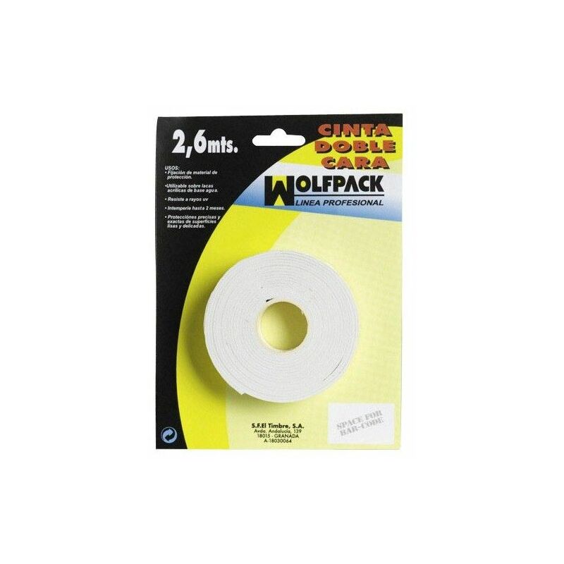 foto del prodotto wolfpack nastro biadesivo 2,6 m. x 18 mm.
