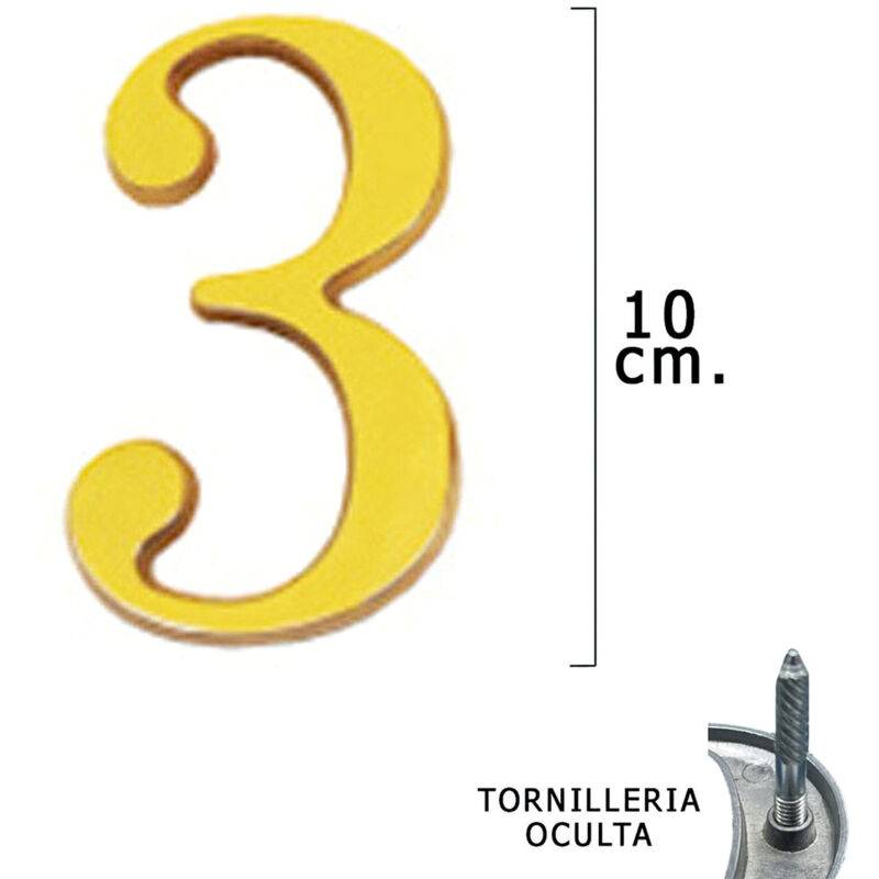 foto del prodotto wolfpack ottone numero 3 10 cm. con viti nascoste blister 1 pezzo 