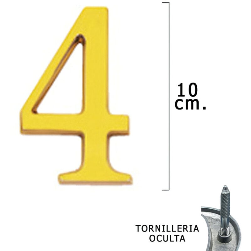 foto del prodotto wolfpack ottone numero 4 10 cm. con viti nascoste blister 1 pezzo 