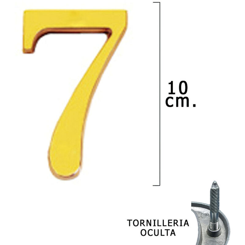 foto del prodotto wolfpack ottone numero 7 10 cm. con viti nascoste blister 1 pezzo 