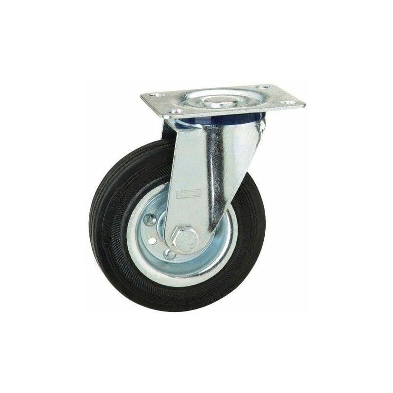 foto del prodotto wolfpack ruota industriale gomma nera piastra 140 mm.