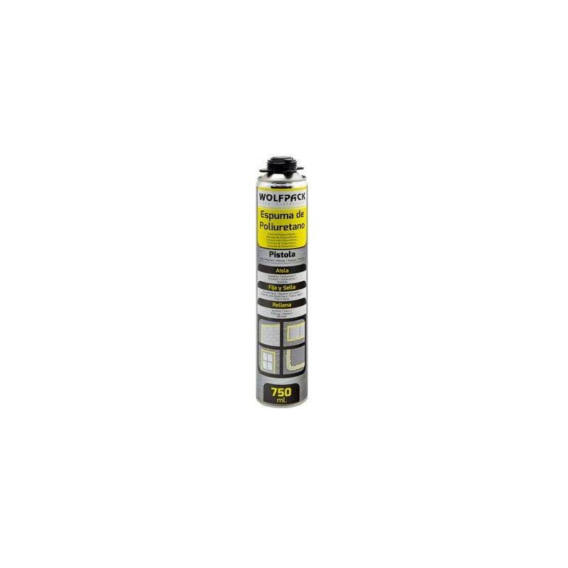 foto del prodotto wolfpack schiuma poliuretanica 750 ml.per pistola. pistola, pistola per schiuma impermeabilizzante, schiuma per riempimento crepe