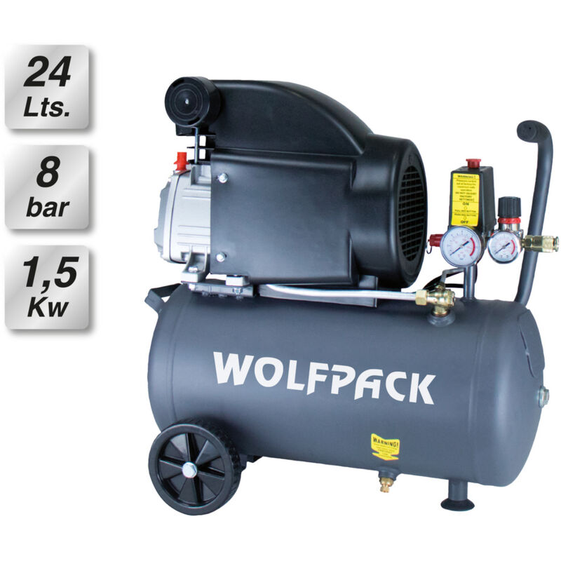 foto del prodotto wolfpack wolfp compressore d aria linea profesional 24 litri 8 bar 1,5 kw 2,0 hp