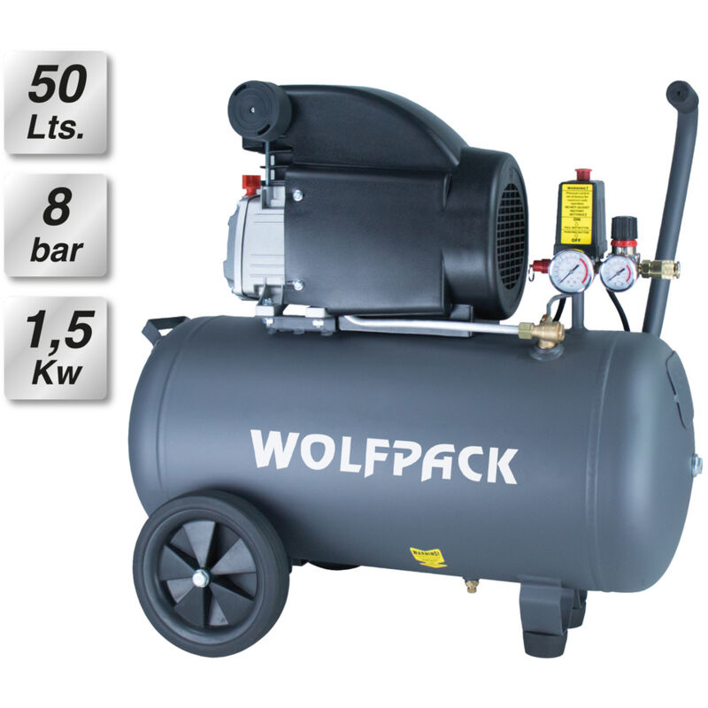 foto del prodotto wolfpack wolfp compressore d arialinea profesional 50 litri 8 bar 1,5 kw 2,0 hp