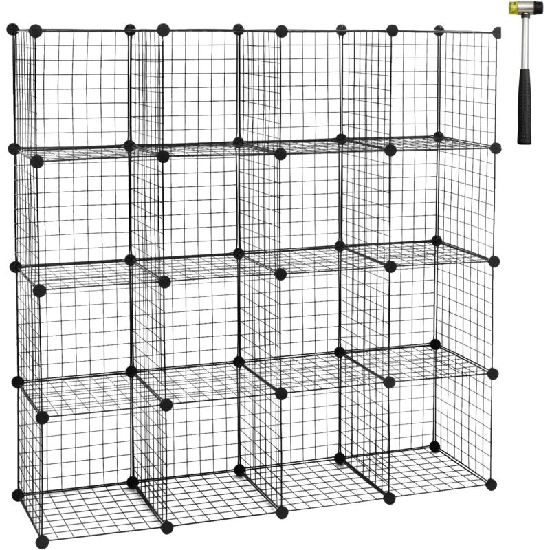 foto del prodotto woltu 16 cubi fai da te filo griglia. scaffale organizer libreria rack metallico