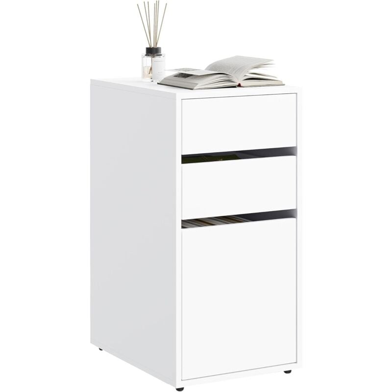 foto del prodotto woltu 1x comodini camera da letto comodino moderno da notte con 3 cassetti tavolino laterale da divano salotto cassettiera cameretta stile, bianco