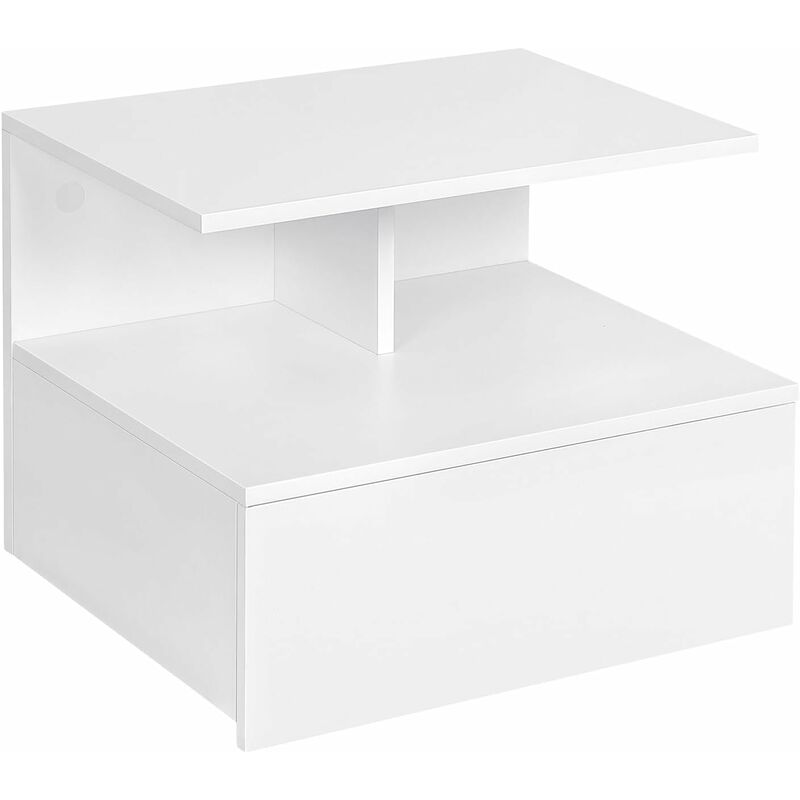 foto del prodotto woltu 1x comodini sospesi in legno con 1 cassetto e 1 scomparto aperto, bianco