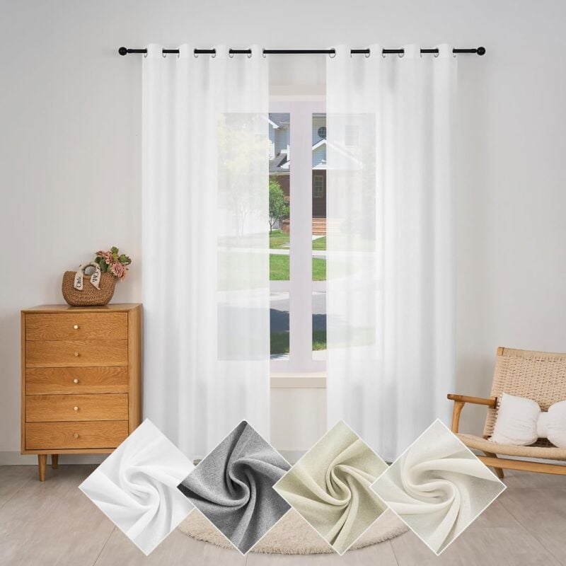 foto del prodotto woltu 1x tende per interni semitrasparente moderne in 100 poliestere con anelli bianco 135x245cm