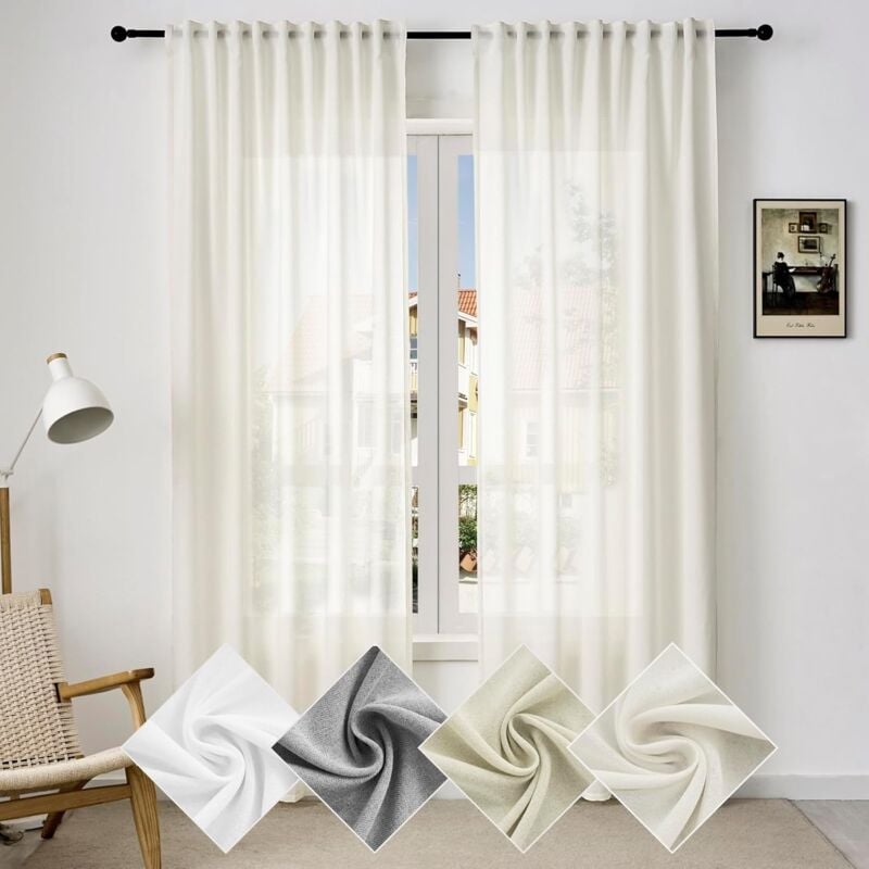foto del prodotto woltu 1x tende per interni semitrasparente moderne in 100 poliestere con passante crema 135x245cm