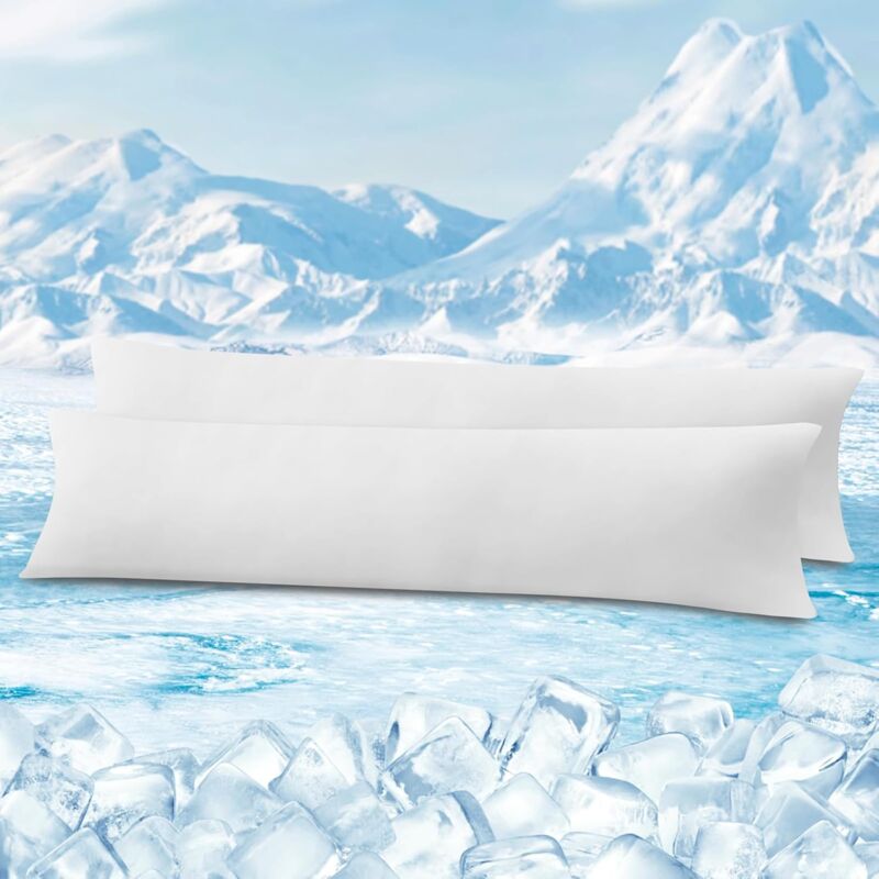 foto del prodotto woltu 2 pezzi coppia federe copricuscino rinfrescanti in lavatrice con zip protezione e comfort 40x145cm bianco