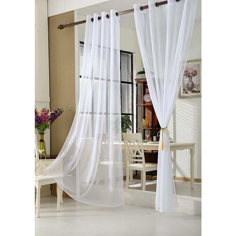 foto del prodotto woltu 2 pz tende trasparenti drappeggi con occhielli finestra voile leggero bianco 140x225cm ,tenda senza cinghie