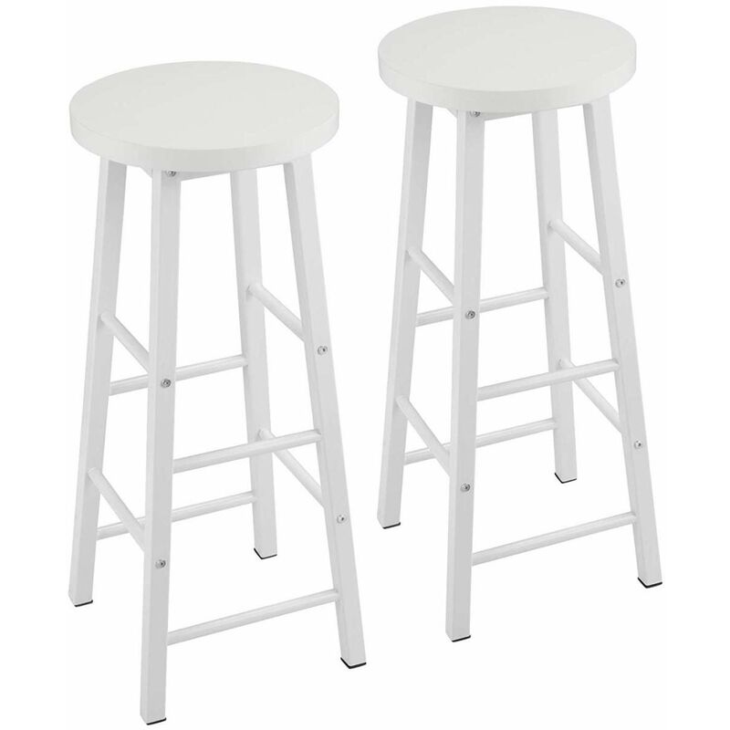foto del prodotto woltu 2 sgabelli legno da bar coppia sedie cucina alta gambe in metallo vintage bianco