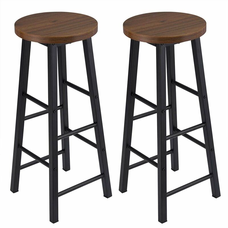 foto del prodotto woltu 2 sgabelli legno da bar coppia sedie cucina alta gambe in metallo vintage faggio scuro nero