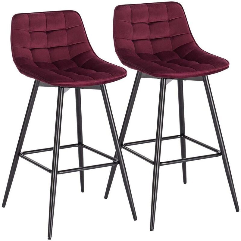 foto del prodotto woltu 2pcs sgabelli da bar stile industriale alta sedia cucina velluto metallo bordeaux