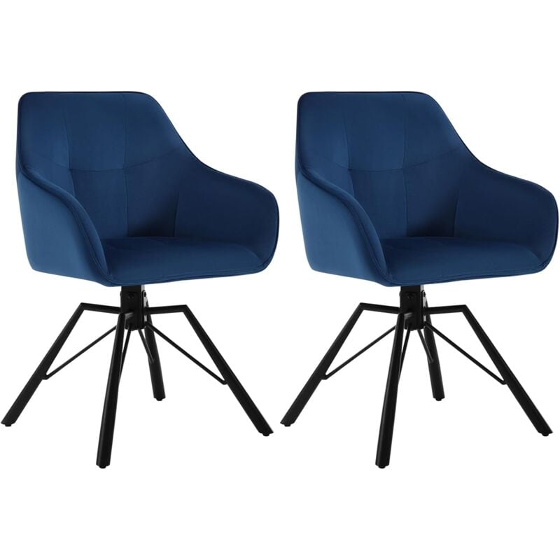 foto del prodotto woltu 2x sedia per sala da pranzo girevole a 360 , poltroncina in velluto , blu