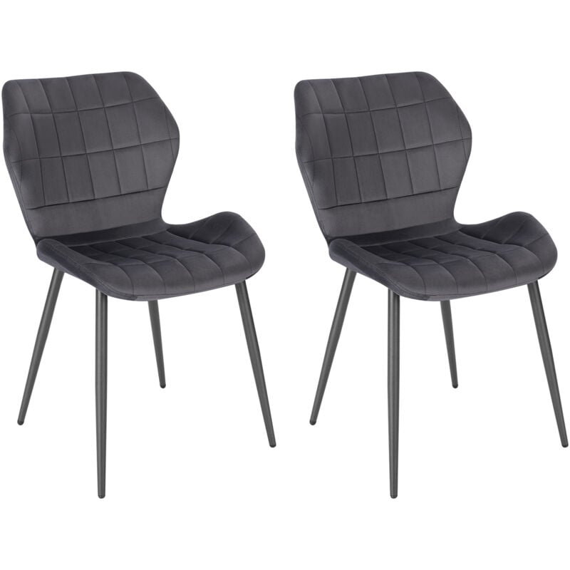 foto del prodotto woltu 2x sedie ergonomica da pranzo. sedia nordica. sedia da cucina in velluto. seduta imbottita. per camera da letto. salotto. grigio scuro. gambe
