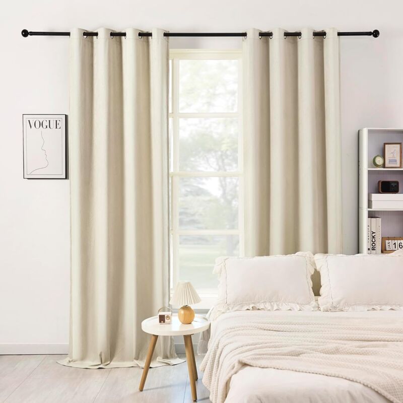 foto del prodotto woltu 2x tende oscuranti con per camera da letto 135 x 225 cm. beige tenda per finestre con occhielli ,tenda senza cinghie