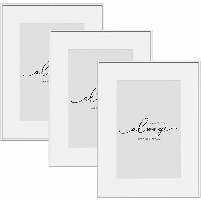 foto del prodotto woltu 3x 10x15 cm cornice portafoto da parete,cornice,frontale trasparente in plexi, per biglietti,patch senza piastra posteriore fissa,argentato