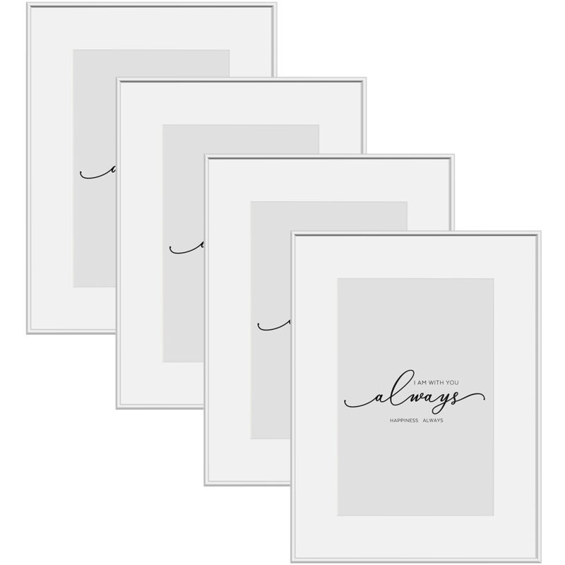 foto del prodotto woltu 4x 10x15 cm cornice portafoto da parete,cornice,frontale trasparente in plexi, per biglietti,patch senza piastra posteriore fissa,argentato