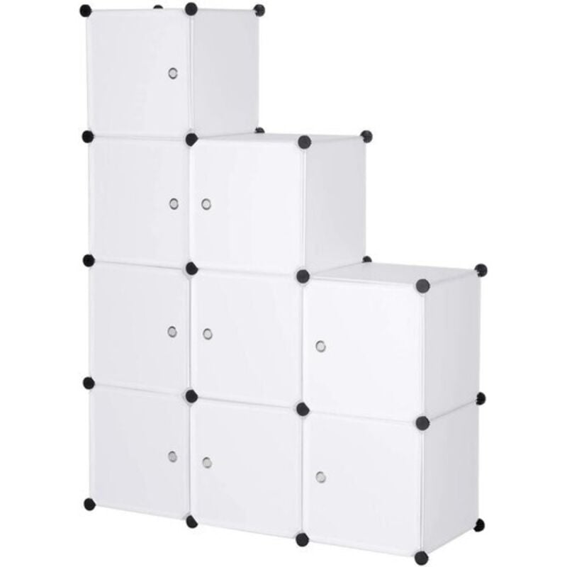 foto del prodotto woltu 9 organizzatori a cubo con ante. armadio armadietto guardaroba in plastica bianco