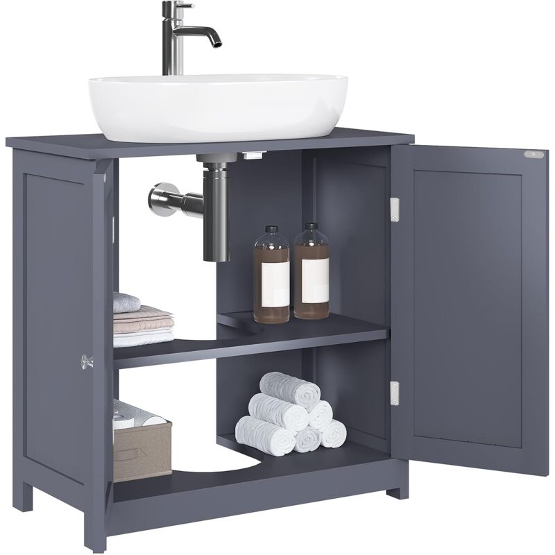 foto del prodotto woltu amardietto sottolavabo per bagno in mdf con 2 ante, grigio