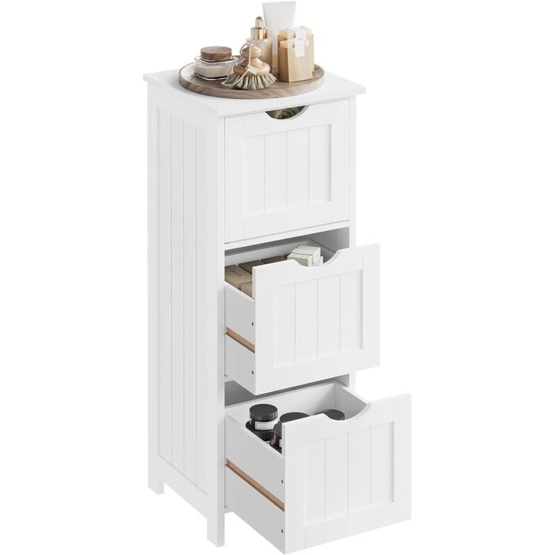 foto del prodotto woltu armadietto autoportante da bagno, mobiletto con 3 cassetti e, per soggiorno, cucina, corridoio, bianco