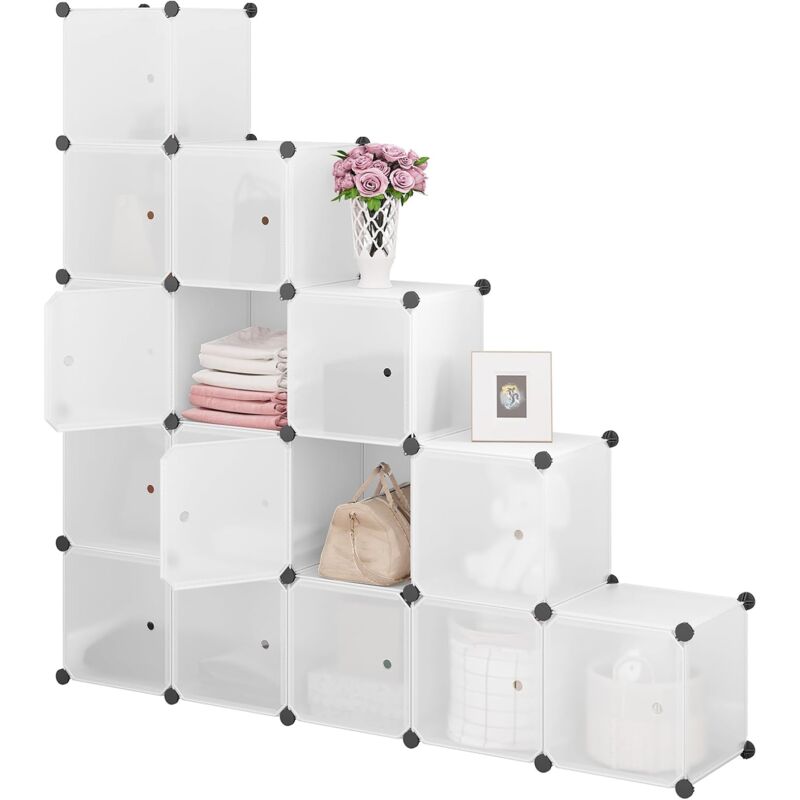 foto del prodotto woltu armadio salvaspazio a 15 cubi. organizzatore fai da te. scaffale componibile in pp. portagiochi. scarpiera. per soggiorno. camera da letto.