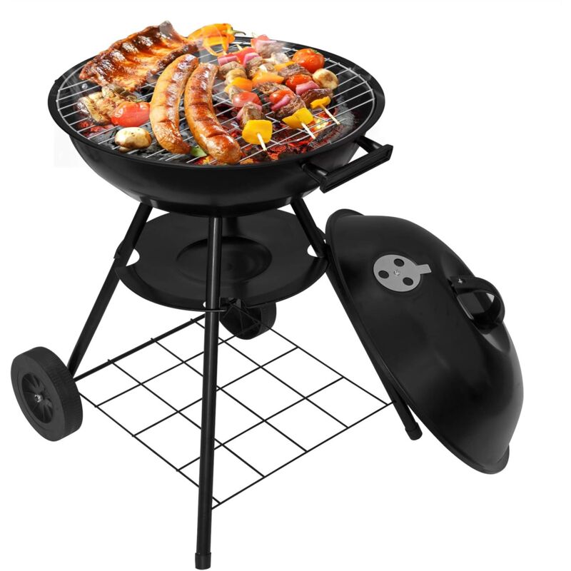 foto del prodotto woltu barbecue a carbonella portatile grill rotonda griglia a carbone con ruote