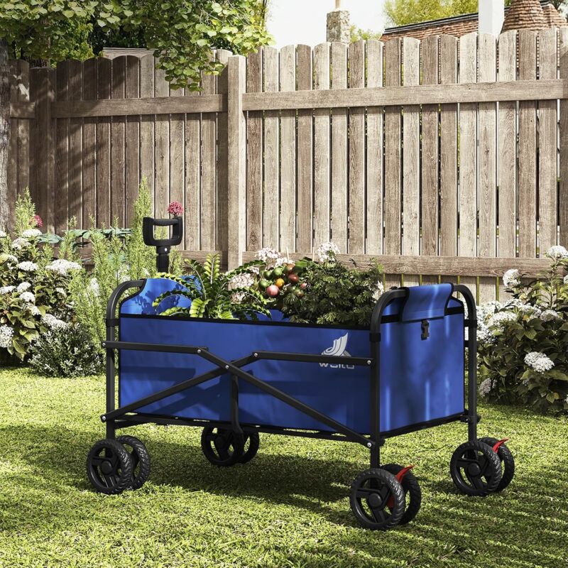 foto del prodotto woltu carrello 4 ruote doppie pieghevole , blu