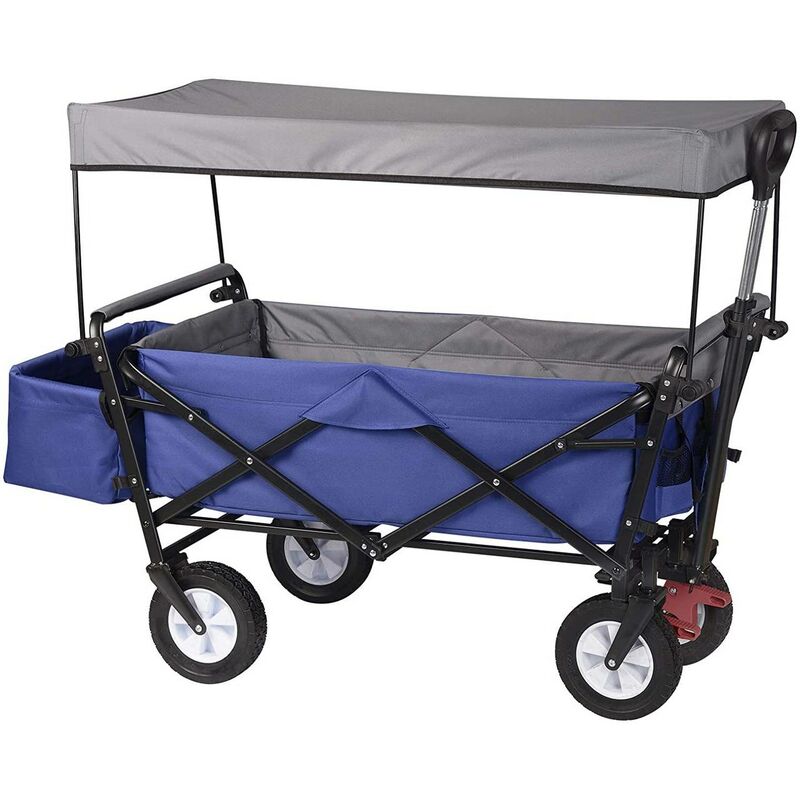 foto del prodotto woltu carrello a mano pieghevole con tetto incluse borsetta supporto max 80 kg blu