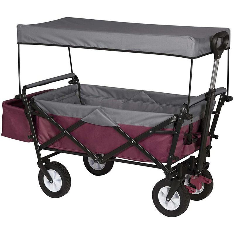 foto del prodotto woltu carrello a mano pieghevole con tetto incluse borsetta supporto max 80 kg fucsia
