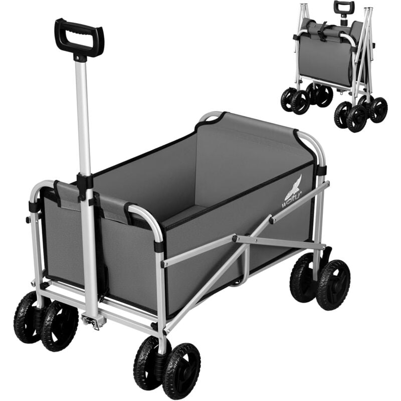 foto del prodotto woltu carrello da spiaggia manuale pieghevole con 4 ruote doppie, grigio scuro