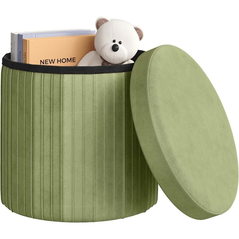 foto del prodotto woltu cassapanca pouf contenitore pieghevole panca sgabello poggiapiedi 38xh36cm, verde