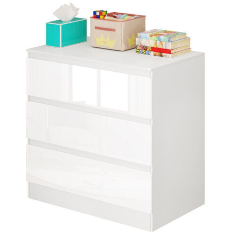 foto del prodotto woltu - cassettiera in truciolare con 3 cassetti lucido. mobiletto per camera