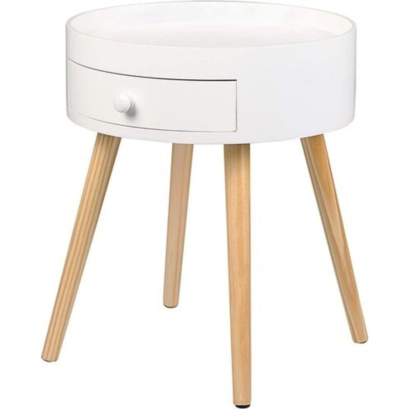 foto del prodotto woltu comodino contenitore tavolino per salotto comodini bianco rotondo in legno