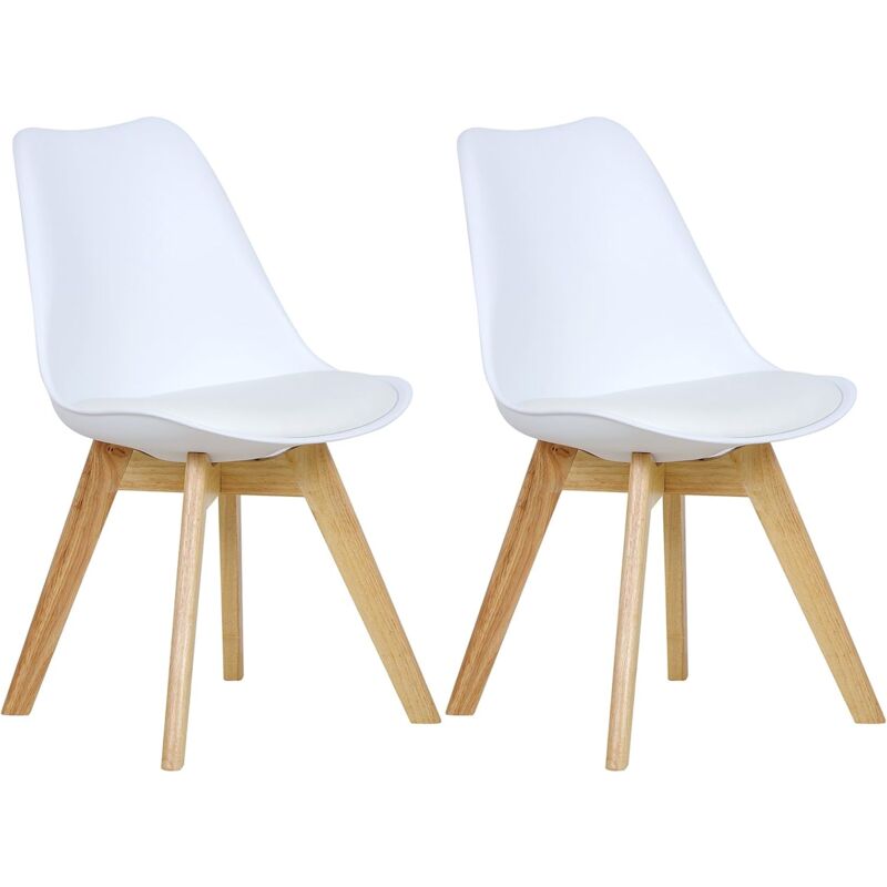 foto del prodotto woltu coppia sedie cucina sedia imbottita moderna con schienale pu gambe legno bianco pu 
