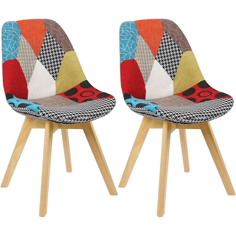 foto del prodotto woltu coppia sedie cucina sedia imbottita moderna con schienale pu gambe legno patchwork 2 lino 
