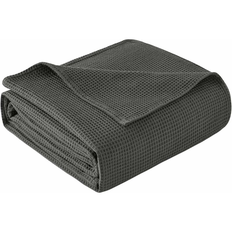 foto del prodotto woltu copriletto 220x240 cm. trapuntino in 100 cotone. coperta waffle per camera da letto. soggiorno. divani coperta. grigio scuro