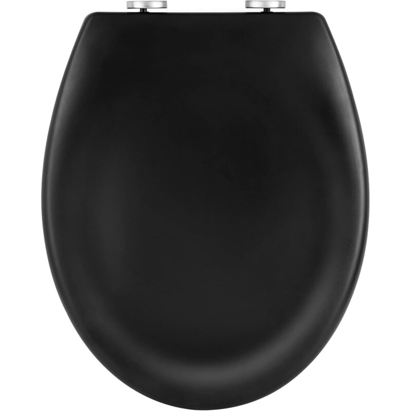 foto del prodotto woltu copriwater. sedile wc nero opaco con chiusura ammortizzata e cerniere regolabili a 360 . tavoletta wc per montaggio dall alto e dal basso.