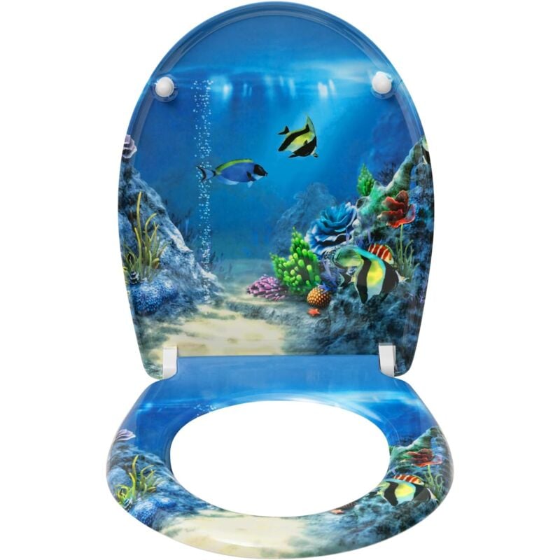 foto del prodotto woltu copriwater sedile wc universale soft close toilet seat bagno in plastica pesci