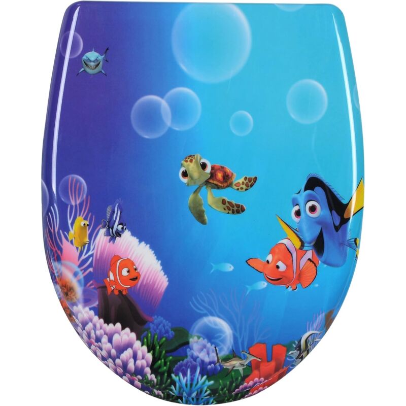 foto del prodotto woltu copriwater sedile wc universale soft close toilet seat bagno in plastica pesci cartoon