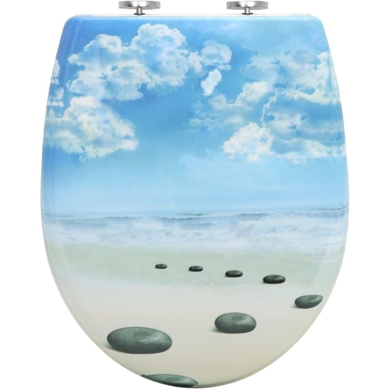 foto del prodotto woltu copriwater soft close universale chiusura ammortizzata sedile wc forma di o, cielo blu