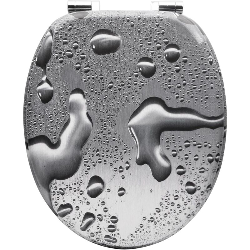 foto del prodotto woltu copriwater universale in legno sedile wc coperchio tavoletta copri wc grigio goccia di rugiada