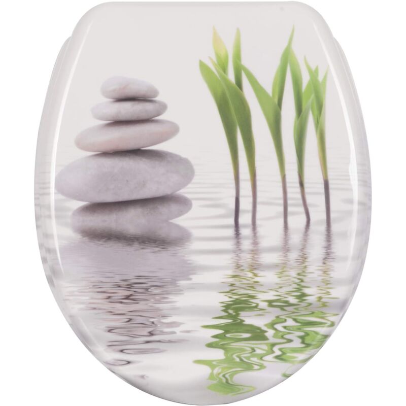 foto del prodotto woltu copriwater universali ovale coprisedili wc coperchio in duroplastica bianco e pietra
