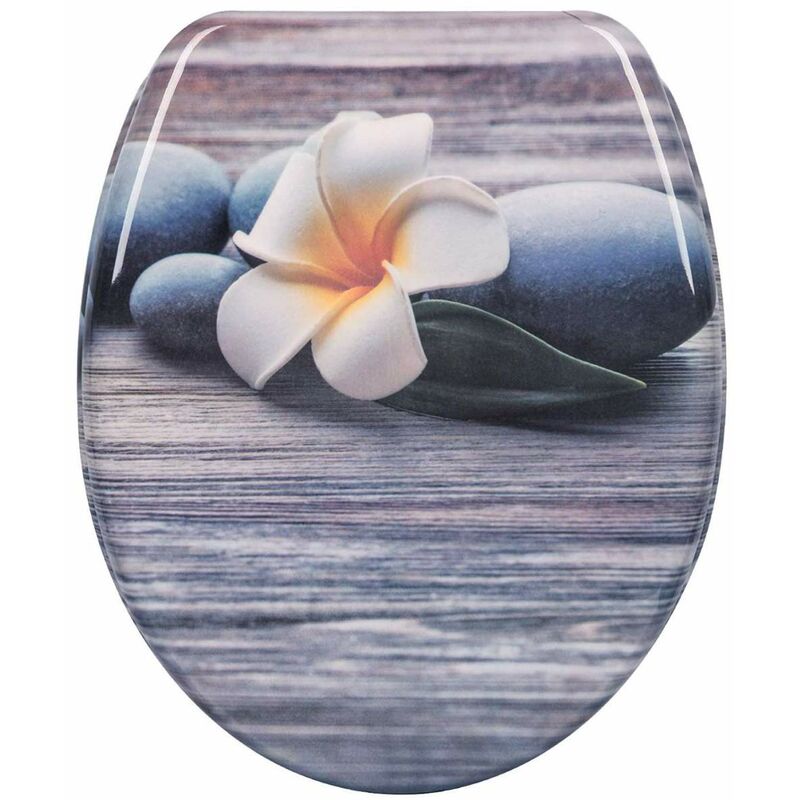 foto del prodotto woltu copriwater universali ovale coprisedili wc coperchio in duroplastica grande fiore bianco