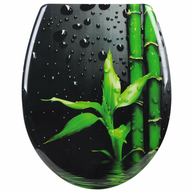 foto del prodotto woltu copriwater universali ovale coprisedili wc coperchio in duroplastica nero e bamb 