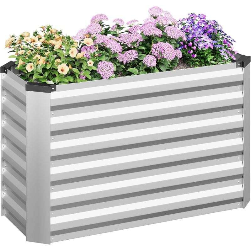 foto del prodotto woltu fioriera da esterno rettangolare per piante e fiori 100x40x56 cm, argento
