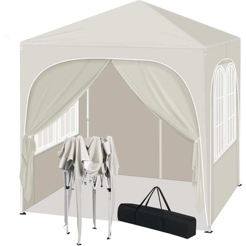 foto del prodotto woltu gazebo 2x2m con pannelli laterali per giardino ed esterni, beige