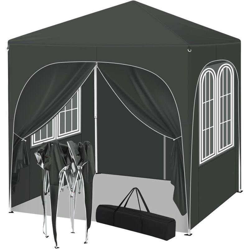 foto del prodotto woltu gazebo 2x2m con pannelli laterali per giardino ed esterni, grigio