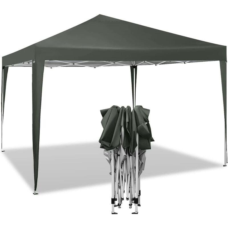 foto del prodotto woltu gazebo 3x3 foldable waterproof resealable garden awning with bag tre color grigio